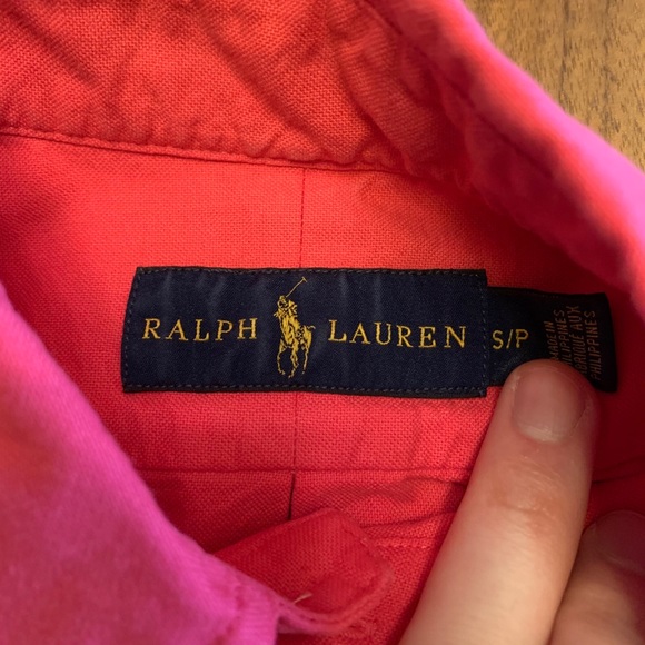 Ralph Lauren Button Down Shirt Solid Red - Picture 3 of 6